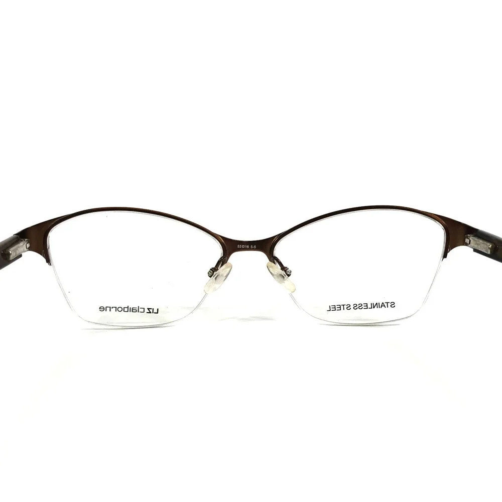Liz Claiborne Eyeglasses Frames L623 0EW7 Dark Brown Cat Eye Half Rim 53-16-135